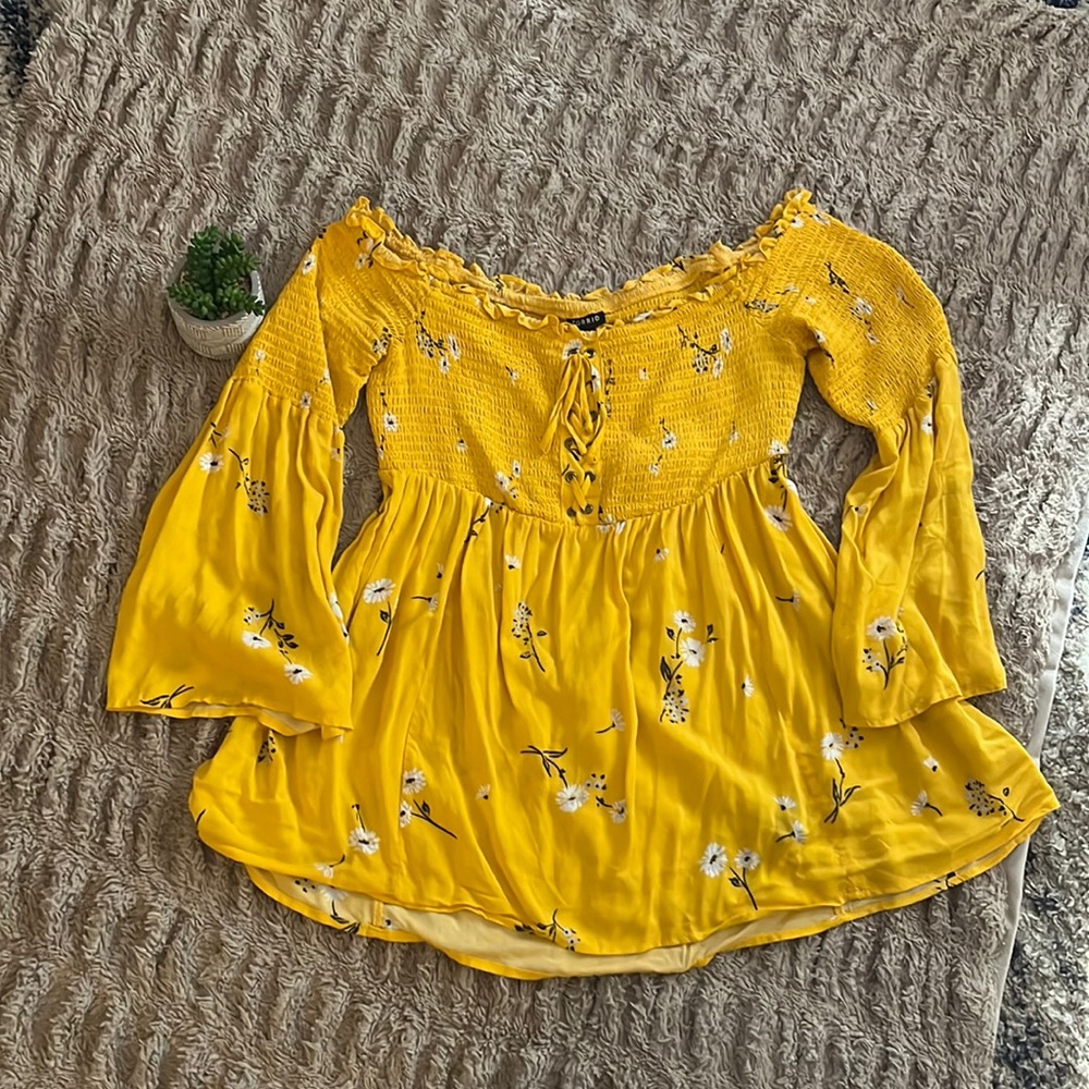 Torrid Bell sleeve off the shoulder floral top